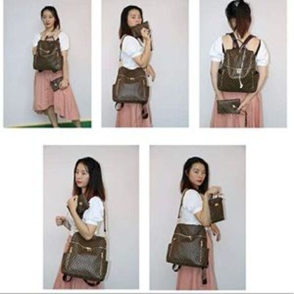 New Leather Anti -Theft Backpack & Purse Set - Picture 4 of 10